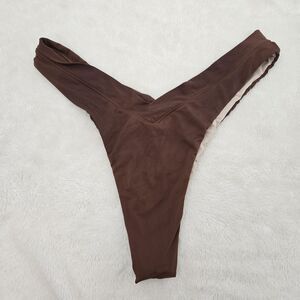 ONEONE Free People Swimwear Jesse Bikini Bottom Cheeky sz Medium in Brown Beach